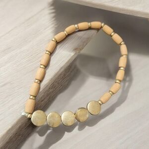 Cream and Copper stretch bracelet
